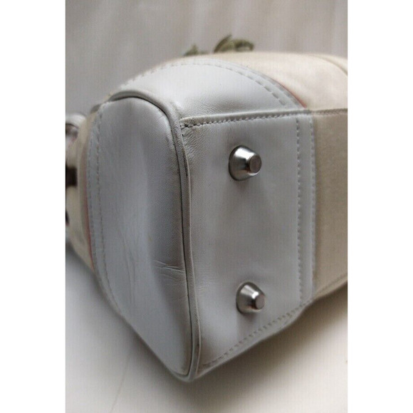 Coach Hampton Beige Canvas White Leather Trim Zipper Closure Tassel Satchel Bag - Picture 8 of 14